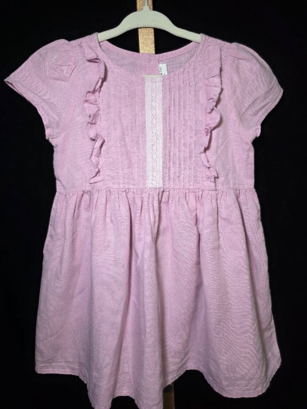 Susu & Cra French-Chic Cap Sleeve Pintuck Dress in Pink 2Y